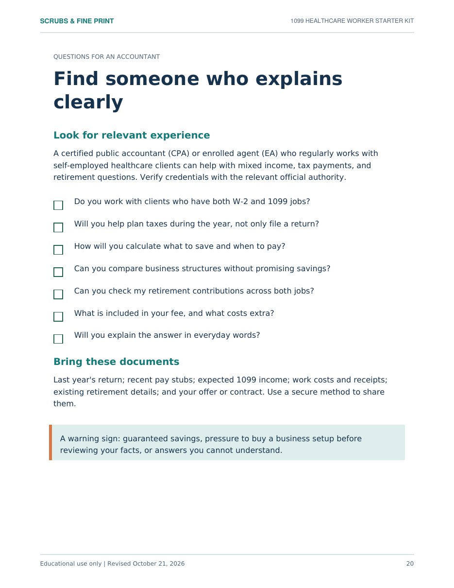 Questions to ask an accountant