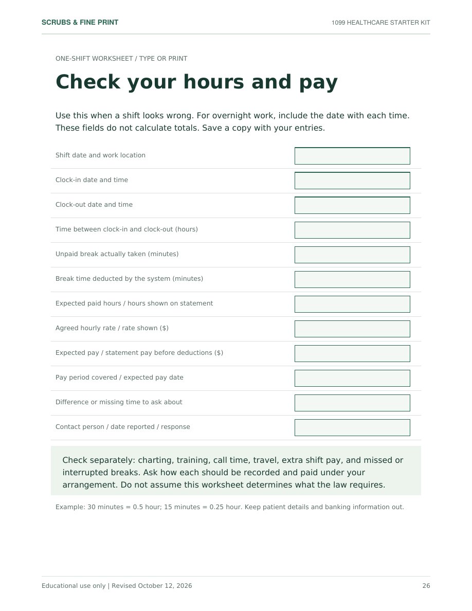 Check your hours and pay worksheet